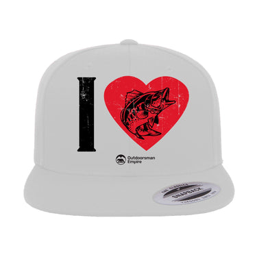 I Love Fishing Embroidered Flat Bill Cap